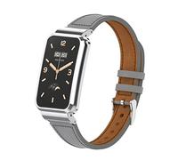 nuosiweilang Bracelet Compatible with Xiaomi Smart Band 7 Pro, Leather Wristband Watchband Accessories for Mi Band 7 Pro, Grey