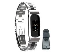 nuosiweilang Metal Replacement Strap Compatible with Fitbit Luxe Strap,Adjustable Stainless Steel Watch Band Wirstband for Women Man,Small Large,Silver Black