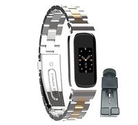 nuosiweilang Metal Replacement Strap Compatible with Fitbit Luxe Strap,Adjustable Stainless Steel Watch Band Wirstband for Women Man,Small Large,Silver Rose Gold