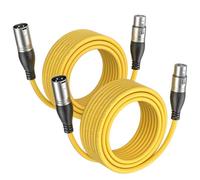 NUOSIYA XLR Cable 10m - 2 Pack Balanced Microphone Cable, 3 Pin Male to Female Extention Cord, XLR Cables for Mic, Mixer, Speaker System, Phantom Power, Yellow