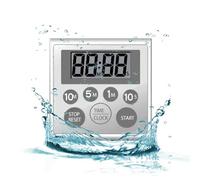 NUOSWEK Digital Timer Waterproof Shower Timer Shower Clock Bathroom Kitchen Timer with Strong Magnet and Large LCD Display (Waterproof 7 Key)