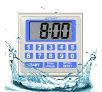 NUOSWEK Digital Timer Waterproof Shower Timer Shower Clock Direct Digit Entry Bathroom Kitchen Timer with Strong Magnet and Large LCD Display (Waterproof 13 Key)