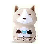 NUOSWEK Mechanical Kitchen Timer, Cute Animal Timer for Kids, Wind Up 60 Minutes Manual Countdown Timer for Classroom, Home, Study and Cooking (Beige Wolf)