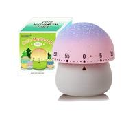 NUOSWEK Mechanical Kitchen Timer, Cute Mushroom Timer for Kids, Wind Up 60 Minute Manual Countdown Timer for Classroom, Home, Study and Cooking (Grey Base)