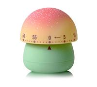NUOSWEK Mechanical Kitchen Timer, Cute Mushroom Timer for Kids, Wind Up 60 Minutes Manual Countdown Timer for Classroom, Home, Study and Cooking (Green Base)