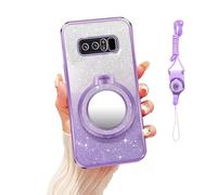 Nuouxoco for Galaxy Note 8 Case Stand Compatible with Magsafe Mirror Mount [Anti-Scratch & Portable] Girls Women Magnetic Makeup Mirror Phone Case for Samsung Note 8, Purple