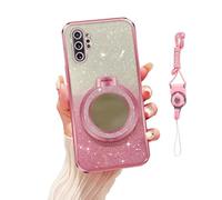 Nuouxoco for Samsung Galaxy Note 10 Plus Case with Lanyard Strap Makeup Mirror Magnetic Holder Stand Girls Soft TPU Bumper Protection Cover - Rose Gold