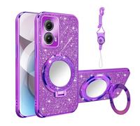 Nuouxoco Mirror Ring Holder Stand Phone Case for Motorola Moto Edge 5G 2024 (Purple)