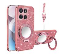 Nuouxoco Mirror Ring Holder Stand Phone Case for Motorola Moto Edge 5G 2025 (Rose Gold)
