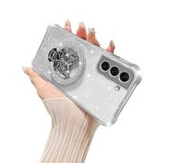 Nuouxoco Phone Case for Samsung S22 Plus [Compatible with Magsafe] with Butterfly Kickstand & Lanyard Soft TPU Bling Clear Shockproof Protection Cover for Galaxy S22 Plus Case, Silver