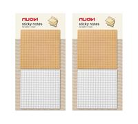 NUOVI Checkered Sticky Notes - 100 Sheets Each | Self Adhesive Notes, Reminders, Study, School & Organizing (Set of 2)