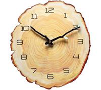 NUOVO 14 Inch Annual Ring Wall Clock Wood Grain Clock Tree Stump Shape Creative Silent Clock Quartz Clock Battery Powered Arabic Numerals Decorative Home Living Room Office