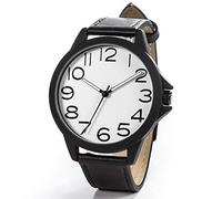 NUOVO Men Watches Men Arabic Numbers Watches White Watches Classic Quartz Watch with Leather Strap Wrist Watch for Men Dress Fashion Simple Watches, Black number, Quartz Watch