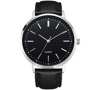 NUOVO Men's Watch Leather Wrist Watch Modern Classic Quartz Watch Easy to Read Black Men's Watch Business Casual Minimalist Watch Black