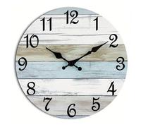NUOVO Wall Clock 10 Inch Rustic Wall Clock Vintage Wood Grain Silent Non Ticking Rural Coast Rural Clock Decorative for Kitchen Living Room Bedroom Bathroom