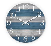 NUOVO Wall Clock, 35 cm, Rustic Wall Clock, Blue and Grey Wood Grain, Noiseless, Non-Ticking, Battery Operated, Vintage Design, Decorative for Kitchen, Living Room, Bedroom, Bathroom