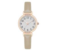 NUOVO Women's Watch - Black & White Diamond Watch with Arabic Numerals, Waterproof & Casual Style, Leather Strap, Khaki, Classic