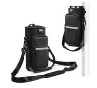 Nuovoware Magnetic Gym Bag, 750ml Water Bottle Carrier Holder, Adjustable Shoulder Strap 2 Pocket Sports Sling Neoprene Sleeve for Hiking Travelling Camping, Black