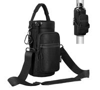 Nuovoware Magnetic Gym Bag Water Bottle Carrier Holder with Adjustable Shoulder Strap, 1000ml Magnets Magnetic Gym Bag Bottle Pouch Sling, 2 Pocket Sling Neoprene Organizer Sleeve, Black