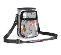 Nuovoware Water Bottle Carrier Bag, 1800ml Bottle Pouch Holder, Adjustable Shoulder Hand Strap 2 Pocket Sling Neoprene Sleeve Sports Accessories for Hiking Travelling Camping, Gray Puppy