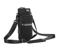 Nuovoware Water Bottle Carrier Bag, 25oz/32oz Bottle Pouch Holder, Adjustable Shoulder Hand Strap 2 Pocket Sling Neoprene Sleeve Sports Accessories for Hiking Travelling - Black