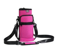 Nuovoware Water Bottle Carrier Bag, 750ml Bottle Pouch Holder, Adjustable Shoulder Hand Strap 2 Pocket Sling Neoprene Sleeve Sports Bag for Men Women Hiking Travelling Camp, Rose Red