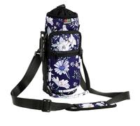 Nuovoware Water Bottle Carrier Bag, 750ml Bottle Pouch Holder, Adjustable Shoulder Hand Strap 2 Pocket Sling Neoprene Sleeve Sports Accessories for Gym Hiking Travelling, Blue Cosmos