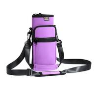 Nuovoware Water Bottle Carrier Bag, 750ml Bottle Pouch Holder, Adjustable Shoulder Hand Strap 2 Pocket Sling Neoprene Sleeve Sports Accessories for Hiking Travelling Camping, Taro Purple