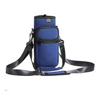 Nuovoware Water Bottle Carrier Bag, 750ml Bottle Pouch Holder, Adjustable Shoulder Hand Strap 2 Pocket Sling Neoprene Sleeve Sports Accessories for Hiking Travelling Camping, Navy blue