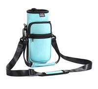 Nuovoware Water Bottle Carrier Bag, 750ml Bottle Pouch Holder, Adjustable Shoulder Hand Strap 2 Pocket Sling Neoprene Sleeve Sports Accessories for Hiking Travelling Camping, Dusty Blue
