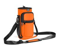 Nuovoware Water Bottle Carrier Bag, 750ml Bottle Pouch Holder, Adjustable Shoulder Hand Strap 2 Pocket Sling Neoprene Sleeve Sports Accessories for Hiking Travelling, Orange