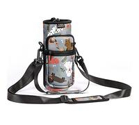 Nuovoware Water Bottle Carrier Bag, 750ml Bottle Pouch Holder, Adjustable Shoulder Hand Strap 2 Pocket Sling Neoprene Sleeve Sports Accessories for Hiking Travelling Camp, Grey Puppy