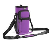 Nuovoware Water Bottle Carrier Bag, 750ml Bottle Pouch Holder, Adjustable Shoulder Hand Strap 2 Pocket Sling Neoprene Sleeve Sports Accessories for Men/Women Hiking Travelling, Purple