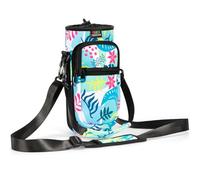 Nuovoware Water Bottle Carrier Bag, 750ml Bottle Pouch Holder, Adjustable Shoulder Hand Strap 2 Pocket Sling Neoprene Sleeve Sports Accessories for Men/Women Hiking Travelling, Coloured Leaves