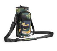 Nuovoware Water Bottle Carrier Bag, 750ml Pouch Holder, Adjustable Shoulder Hand Strap 2 Pocket Sling Neoprene Sleeve Sports Accessories for Hiking Travelling, Camouflage Green