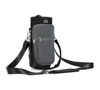 Nuovoware Water Bottle Carrier Bag, 750ml Water Bottle Holder with Strap, Adjustable Shoulder Hand Strap 2 Pocket Water Bottle Sling Bag Neoprene Sleeve for Hiking Travelling, Black/Gray