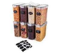 nuovva Airtight Cereal Storage Containers - 8pcs Food Storage Containers Set - 4L Kitchen Pantry Organiser - BPA Free Cereal Dispenser Set - Ideal for Cereal & Cornflakes Storage