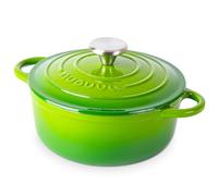 Nuovva Enamelled Cast Iron Dutch Oven Pot with Lid - 2.1 Quart Casserole Dish - Ceramic Dutch Oven for Bread Baking, Roasting, Braising & Stews - Oven Safe up to 500°F - 20cm Green