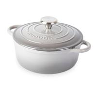 Nuovva Enamelled Cast Iron Dutch Oven Pot with Lid - 2.1 Quart Casserole Dish - Ceramic Dutch Oven for Bread Baking, Roasting, Braising & Stews - Oven Safe up to 500°F - 20cm Light Grey
