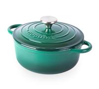 Nuovva Enamelled Cast Iron Dutch Oven Pot with Lid - 2.1 Quart Casserole Dish - Ceramic Dutch Oven for Bread Baking, Roasting, Braising & Stews - Oven Safe up to 500°F - 20cm Dark Green