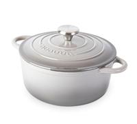 Nuovva Enamelled Cast Iron Dutch Oven Pot with Lid - 3.1 Quart Casserole Dish - Ceramic Dutch Oven for Bread Baking, Roasting, Braising & Stews - Oven Safe up to 500°F - 22cm Light Grey