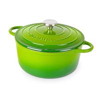 Nuovva Enamelled Cast Iron Dutch Oven Pot with Lid - 5 Quart Casserole Dish - Ceramic Dutch Oven for Bread Baking, Roasting, Braising & Stews - Oven Safe up to 500°F - 24cm Green