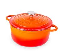 Nuovva Enamelled Cast Iron Dutch Oven Pot with Lid - 5 Quart Casserole Dish - Ceramic Dutch Oven for Bread Baking, Roasting, Braising & Stews - Oven Safe up to 500°F - 24cm Orange