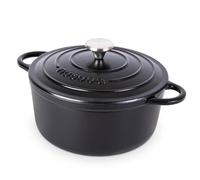 Nuovva Enamelled Cast Iron Dutch Oven Pot with Lid - 5 Quart Casserole Dish - Ceramic Dutch Oven for Bread Baking, Roasting, Braising & Stews - Oven Safe up to 500°F - 24cm Black