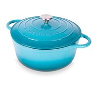 Nuovva Enamelled Cast Iron Dutch Oven Pot with Lid - 6.4 Quart Casserole Dish - Ceramic Dutch Oven for Bread Baking, Roasting, Braising & Stews - Oven Safe up to 500°F - 28cm Blue
