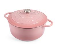 Nuovva Enamelled Cast Iron Dutch Oven Pot with Lid - 6.4 Quart Casserole Dish - Ceramic Dutch Oven for Bread Baking, Roasting, Braising & Stews - Oven Safe up to 500°F - 28cm Pink