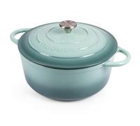 Nuovva Enamelled Cast Iron Dutch Oven Pot with Lid - 6.4 Quart Casserole Dish - Ceramic Dutch Oven for Bread Baking, Roasting, Braising & Stews - Oven Safe up to 500°F - 28cm Sea Salt