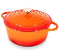 Nuovva Enamelled Cast Iron Dutch Oven Pot with Lid - 6.4 Quart Casserole Dish - Ceramic Dutch Oven for Bread Baking, Roasting, Braising & Stews - Oven Safe up to 500°F - 28cm Orange