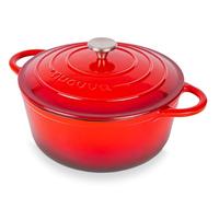 Nuovva Enamelled Cast Iron Dutch Oven Pot with Lid - 6.4 Quart Casserole Dish - Ceramic Dutch Oven for Bread Baking, Roasting, Braising & Stews - Oven Safe up to 500°F - 28cm Red