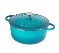 Nuovva Enamelled Cast Iron Dutch Oven Pot with Lid - 6.4 Quart Casserole Dish - Ceramic Dutch Oven for Bread Baking, Roasting, Braising & Stews - Oven Safe up to 500°F - 28cm Teal